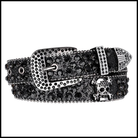 Rhinestone Skull Western Belt Y2K Sparkly Bedazzled Faux Leather Accessory main image 4